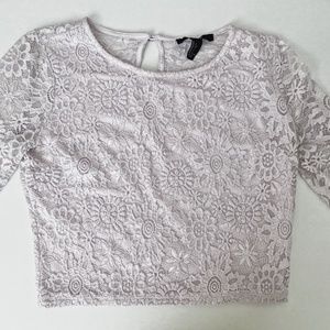 Lilac Lace Long Sleeve Crop Top